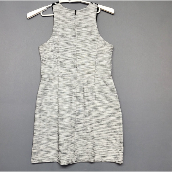 I Love Ronson Sheath Dress Womens 14 Tweed Linen Blend Black White Halter - Picture 11 of 12